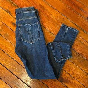 H&M DENIM High Waist Skinny Slit Ankle Moulant Et Tongueur Chemille Dark Wash